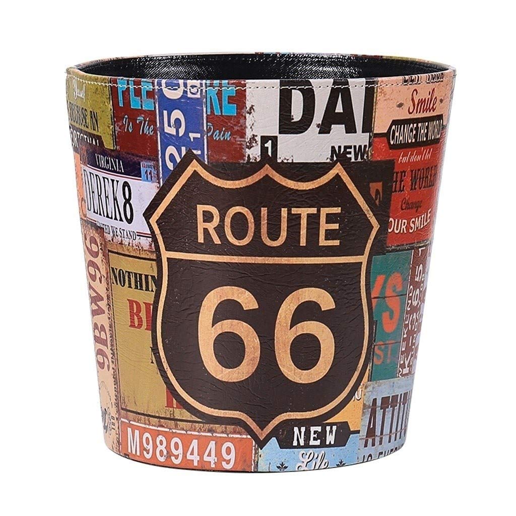Dustbins PU Leather Wastebasket European Retro Trash Can Recycling Bin Waterproof Garbage Can Dustbin Without Lid for Home or Office Waste Recycling (Color : B) (C)