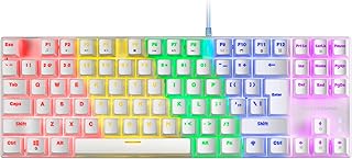 Mars Gaming MK80, TKL Compact Mechanical Gaming Keyboard with Blue Switch, Rainbow RGB Lighting, Double Injection Keys, Ga…