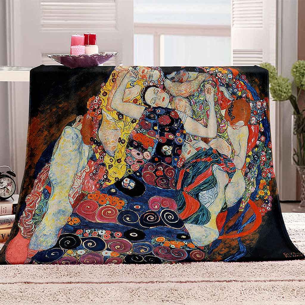 Couverture flanelle 130x150 portrait abstrait pour lit enfant et adulte