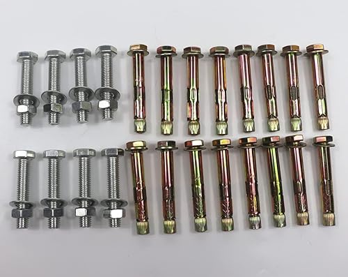 Miniatura 4 de Base de poste con tornillos y pernos de expansión para puntales de 1-58 pulgadas, canal de base de poste de 4 agujeros, acero galvanizado cuadrado a