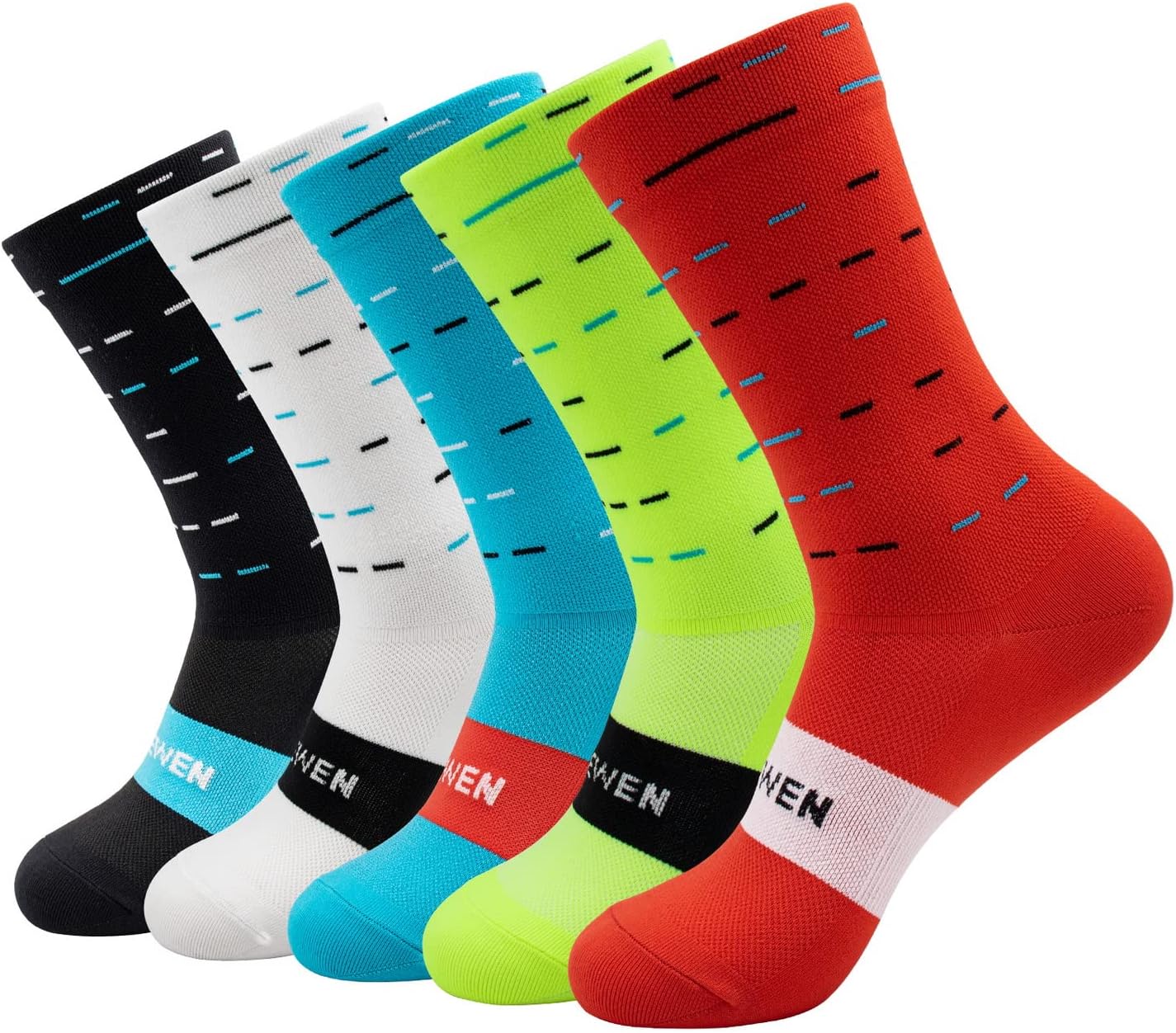 Cycling Socks Compression Athletic Crew Running Socks Mens Womens Hiking Riding Bike Workout Climbing Sports 5 Pairs