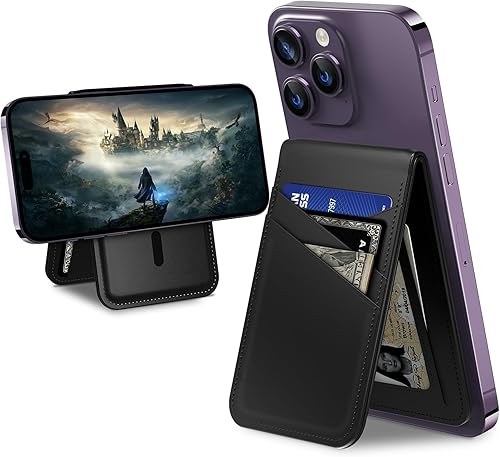 TopMade Soporte para cartera Mag Safe, soporte magnético más fuerte para iPhone serie 171615141312, cuero vegano, bloqueo RFID, 5 ranuras para