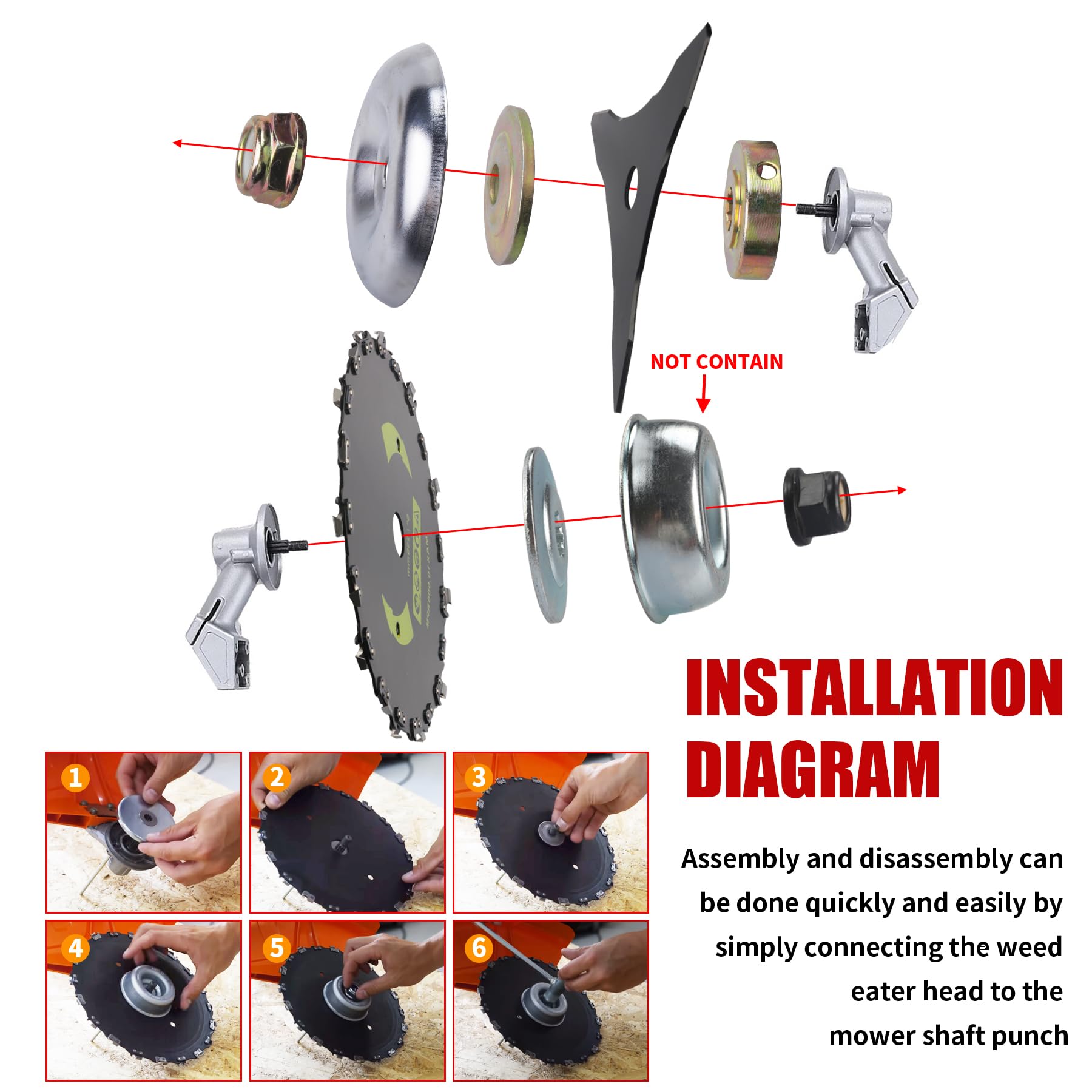 Cuchillas de cepillo redondas de acero al carbono de 22,86 cm x 20 dientes de 25,4 cm x 3T para cortador de malezas, kit adaptador universal con 3 limas redondas, compatible con cortador de cepillo,