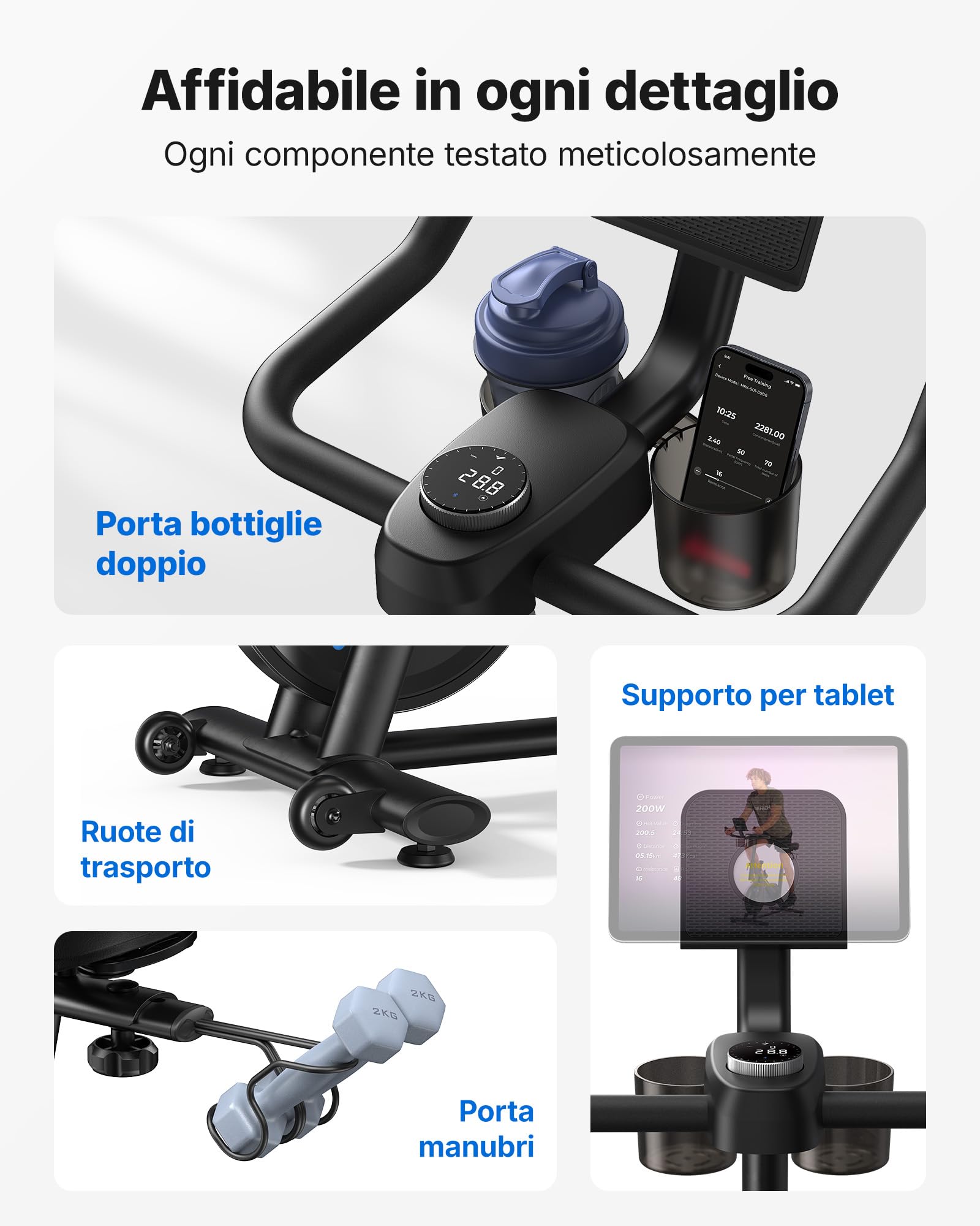 MERACH Cyclette da Casa con Resistenza Regolabile, Bicicletta da Appartamento Silenziosa con Schermo LED Migliorata, Sedile Comodo e Grande, App Esclusiva, Aerobica Domestica, Capacità Massima 136KG