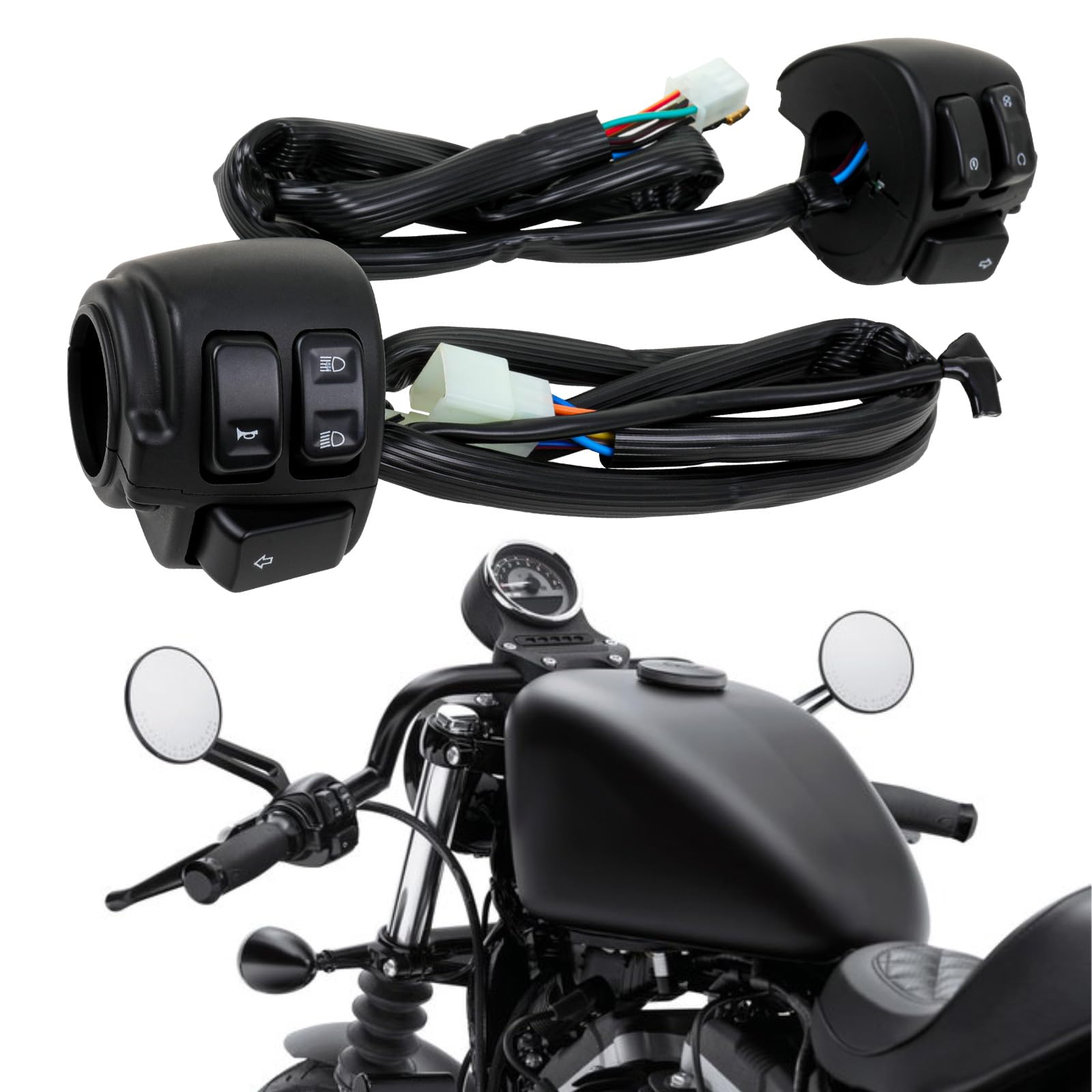 DREAMIZER 1" Interruttori Manubrio Moto Compatibile con Harley Softail Dyna Sportster V-Rod 1996-2012, 1 Coppia