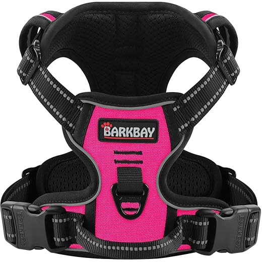 BARKBAY No Pull Dog Harness Large Step in Reflective Dog Harness with Front Clip and Easy Control Handle for Walking Training Running(Dark Blue,XL)