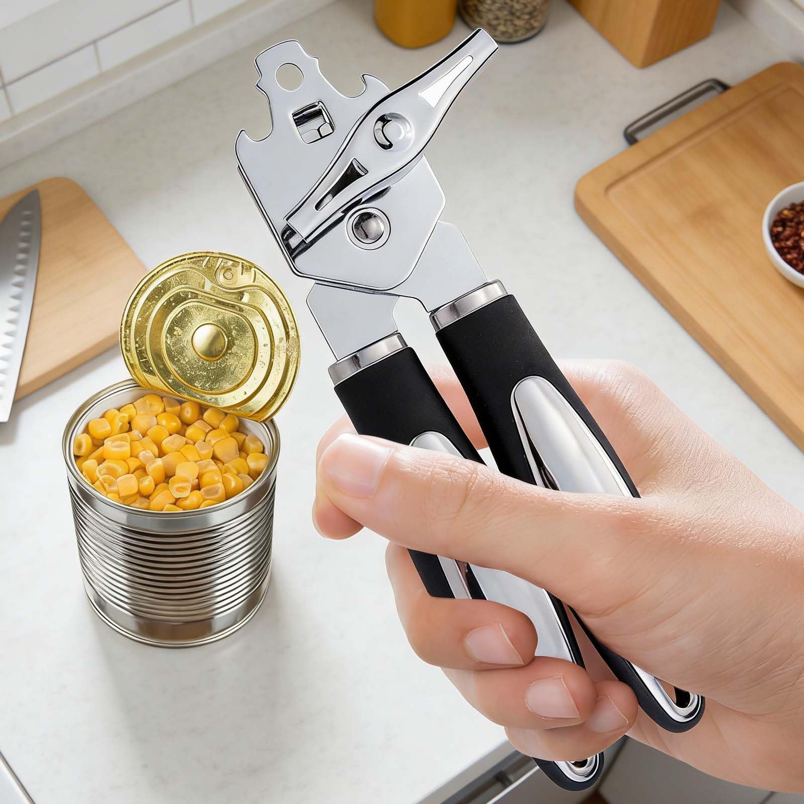 Apriscatole Manuale In Acciaio Inox – Set Da 2 – Taglio Liscio E Sicuro Senza Spigoli – Manico Ergonomico - 4