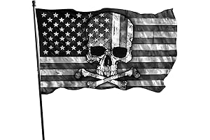 Bold American Flag Skull Crossbones Outdoor Flag