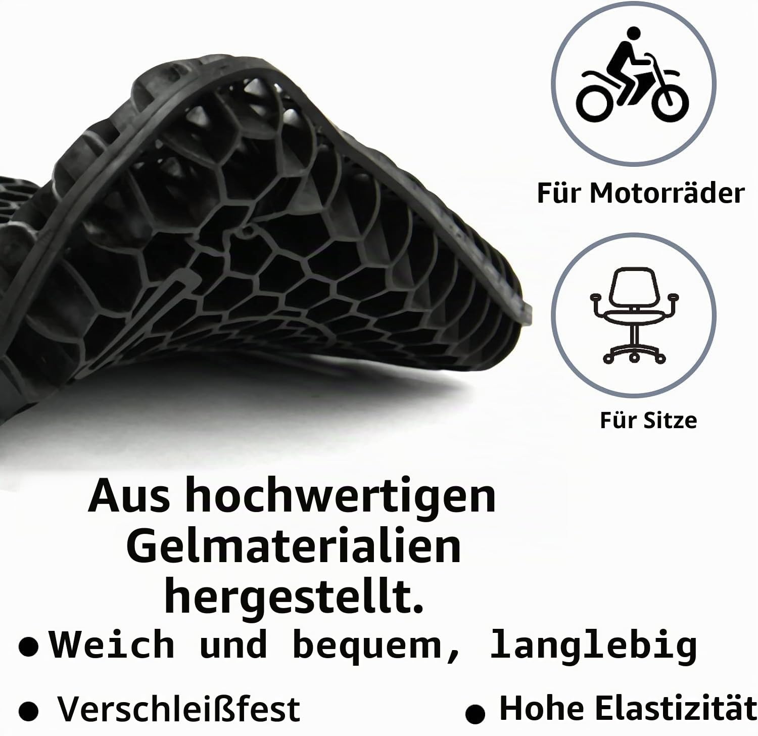 Motorrad Gel Sitzkissen, Universelle Motorrad Gel Sitzkissen Moto, 3D Waben Schock Sitz Wabenkissen Motorrad Abdeckung, Atmungsaktive Stoßdämpfung Gel Sitzkissen (29x22cm)