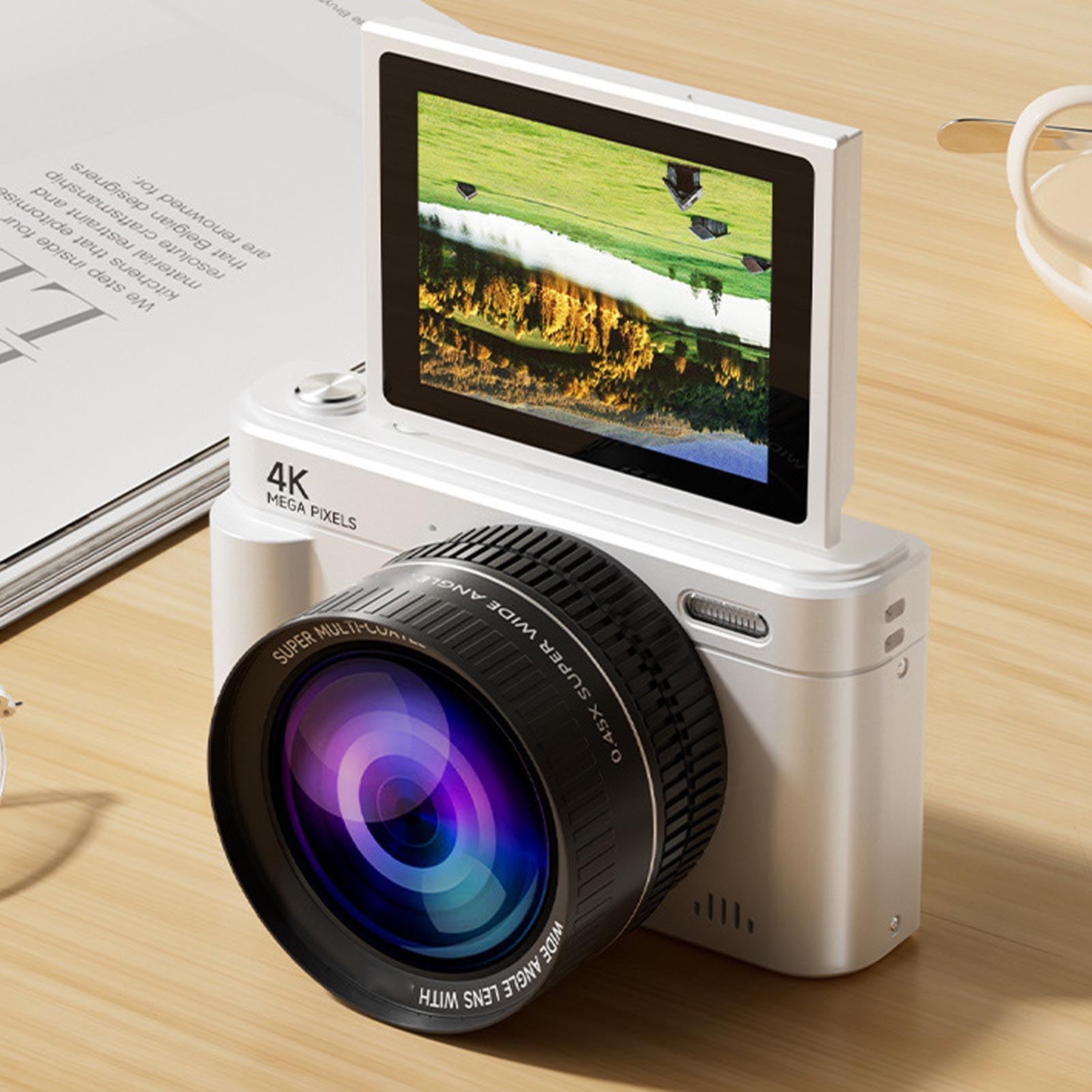 Bewinner Fotocamera Digitale 4K per la Fotografia, Fotocamera da 64MP con Schermo da 2,8 ", Zoom Digitale 18X Fotocamere Retro Mirrorless per Principianti