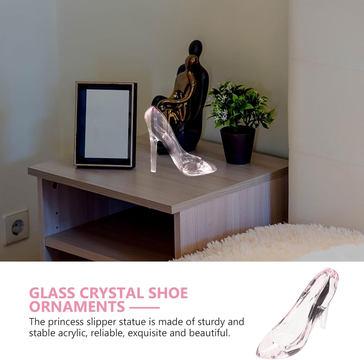 IMIKEYA Crystal Slipper Shoe Sculpture 5.5in×4.3in Acrylic Princess High Heels Shoes Sculpture Wedding Figurines for Girls Coming-of-Age Ceremony Birthday Party Tiered Tray Decor - Image 5