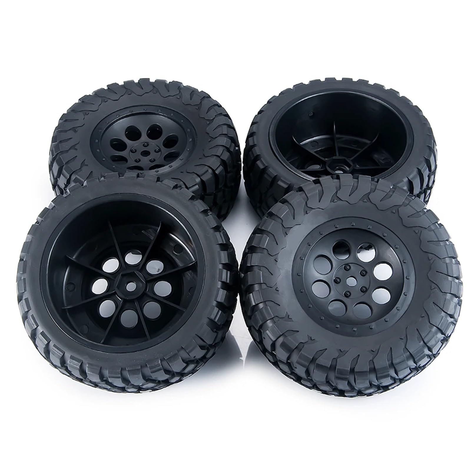 RC Pneus Jante Compatible avec Slash pour VKAR 10SC 1/10 RC, Pièces De Mise À Niveau De Voiture De Course Courte, 4 Pièces, Pneus en Caoutchouc 110x47mm, Jeu De Jantes en Plastique