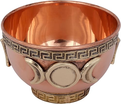 Miniatura 4 de Indian Consigners Cuenco espiritual de triple luna para servir, ofrenda o manchado de brujería pequeño (diosa triple)