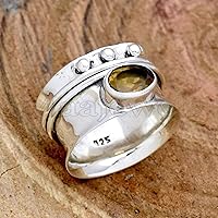 Vista 2 de Citrine Spinner Ring, 925 Sterling Silver Ring, Spinner Ring For Women, Handmade Ring, Promise Ring, Fidget Band Ring, Citrine Ring, Minimalist