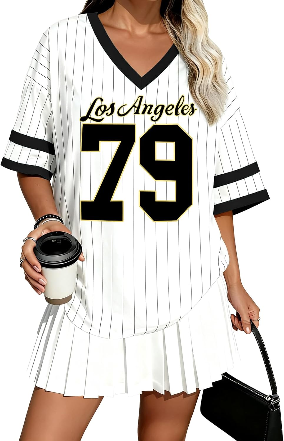 Jersey Shirts for Women Y2K Striped Number Graphic V Neck T Shirt Oversized Football Jerseys Casual Streetwear Tops