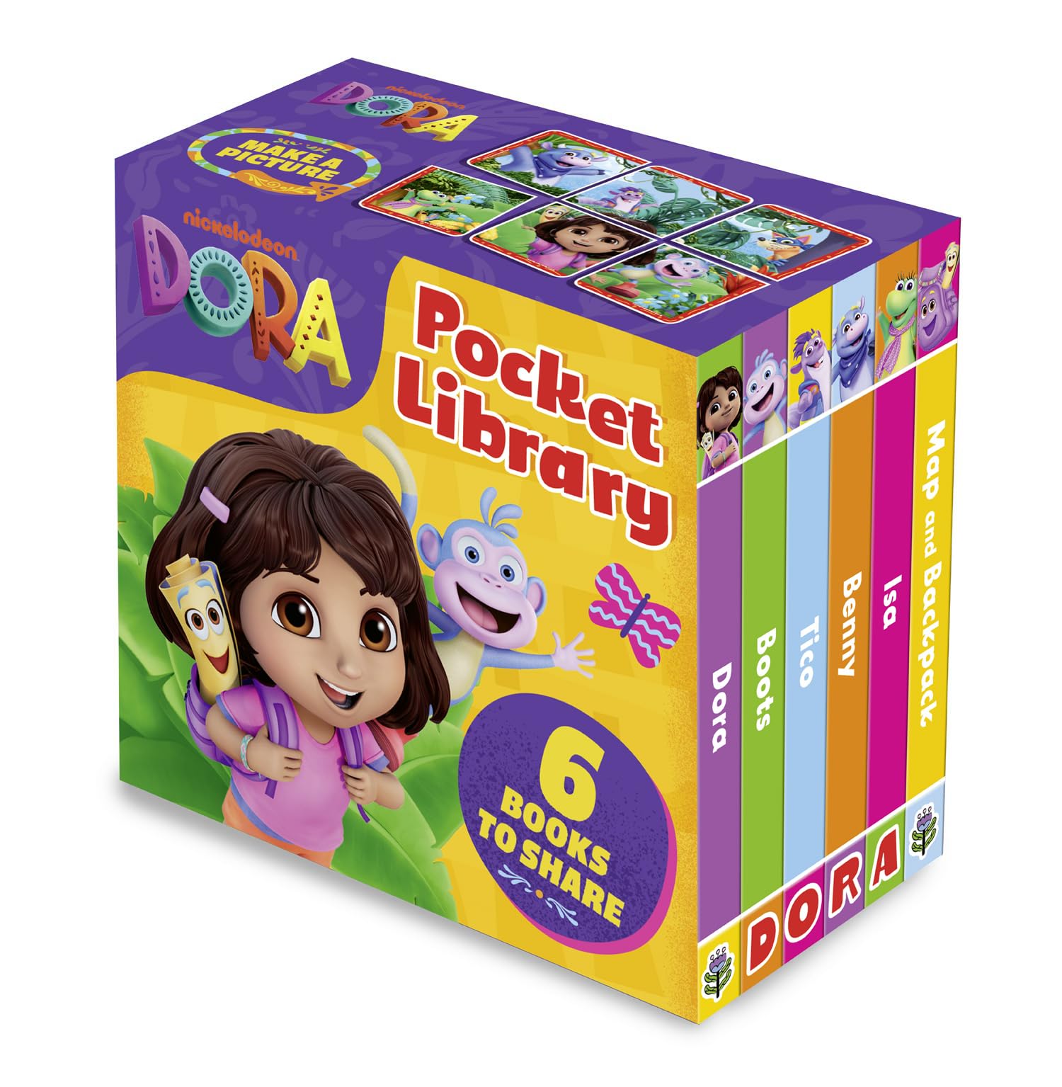 Dora Pocket Library: Six illustrated mini board books for children aged 1, 2, 3, 4 based on the Nickelodeon TV series. NEW for 2026!