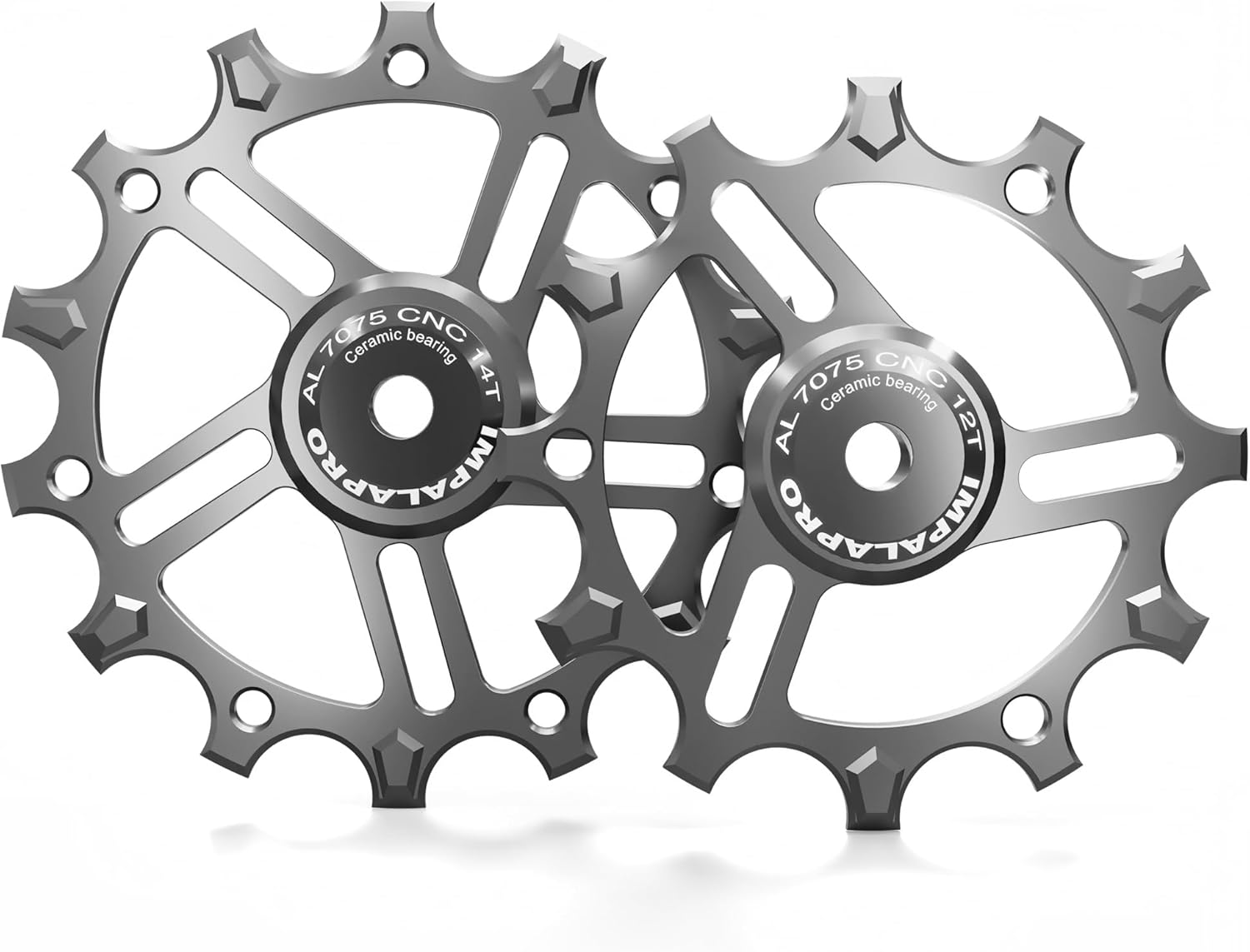 IMPALAPRO - Set of 2 Ceramic Jockey Wheels 12T-14T Aluminium 7075 CNC for 9 to 12 Speeds