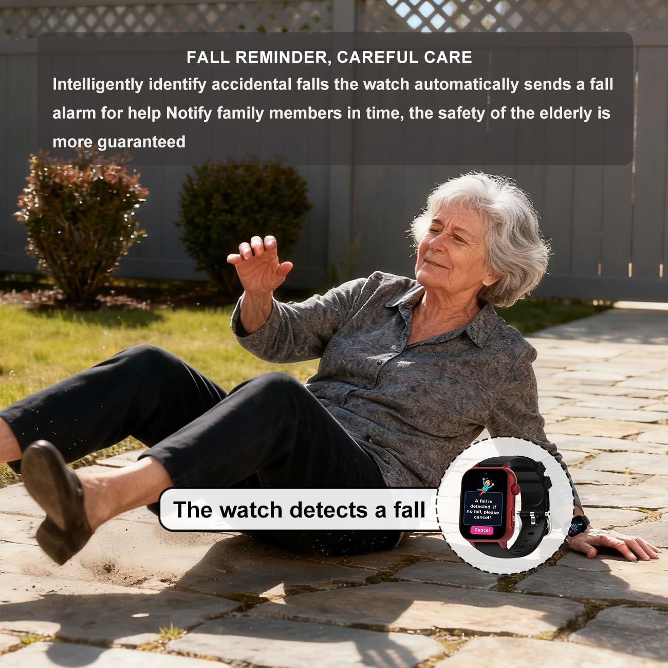 Orologio Salvavita Per Anziani, Con Rilevamento Delle Cadute, Videochiamata HD E GPS SOS, Per Alzheimer, Smartwatch Da Polso Per AnzianiBlack,1.96 * 1.57 inch