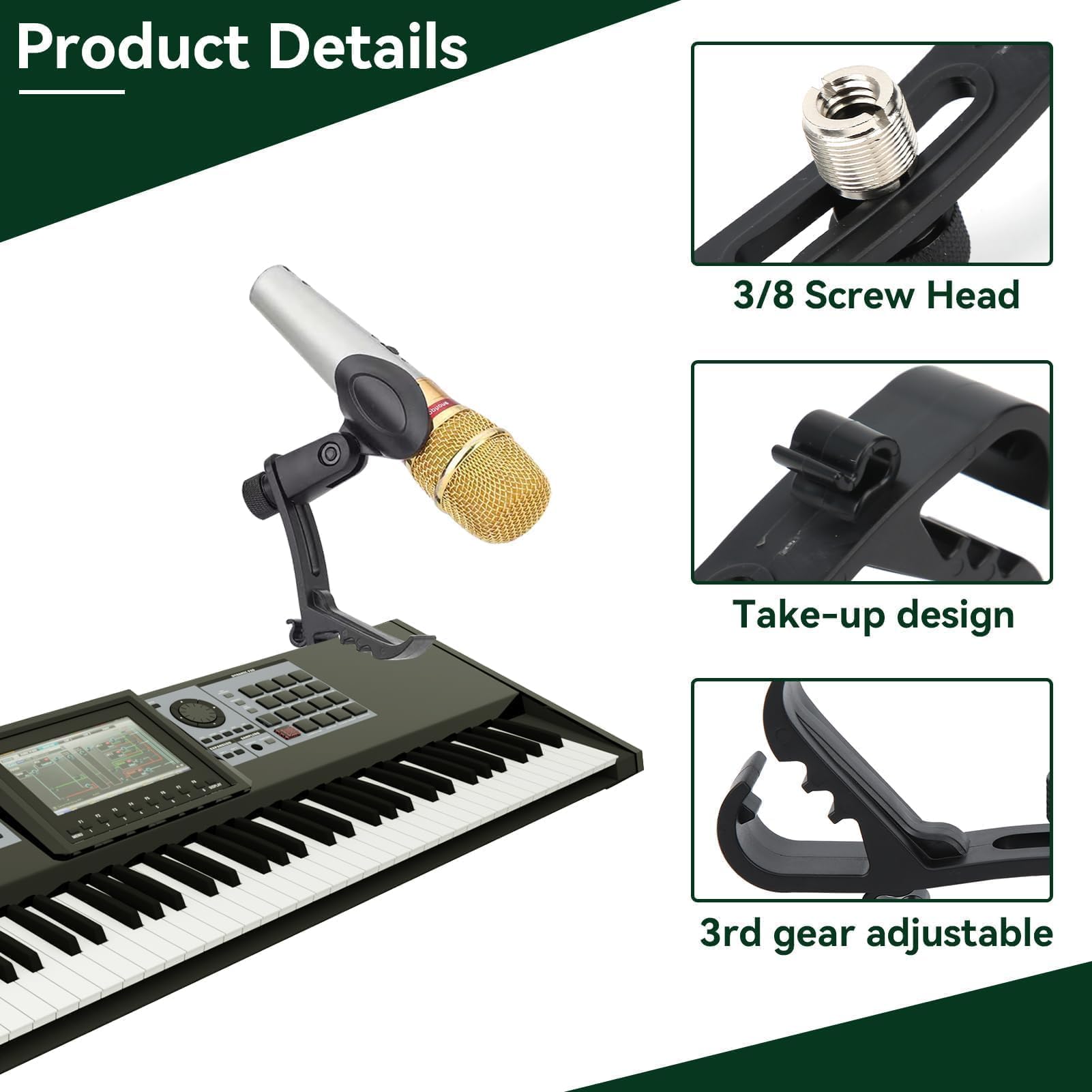Abrazaderas Para Micrófono Soporte, Soporte De Tambor Para Micrófono Borde De Tambor A Prueba De Golpes Clip Para Micrófono Suministros Para Instrumentos Para Amantes Música (Paquete De 4)