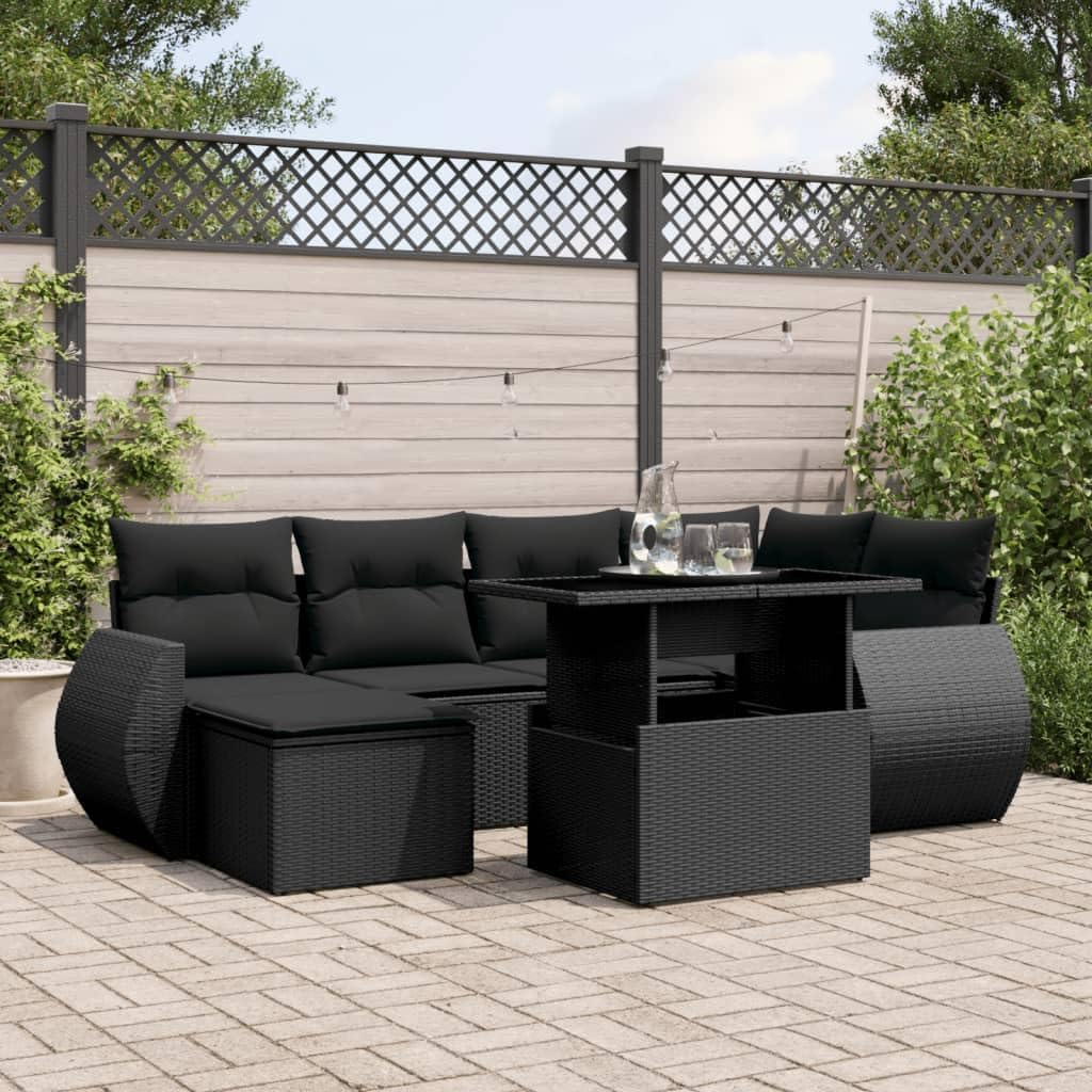 Gecheer 7Piece Garden Lounge Set Rattan, Balcony Lounge, Patio Sofa