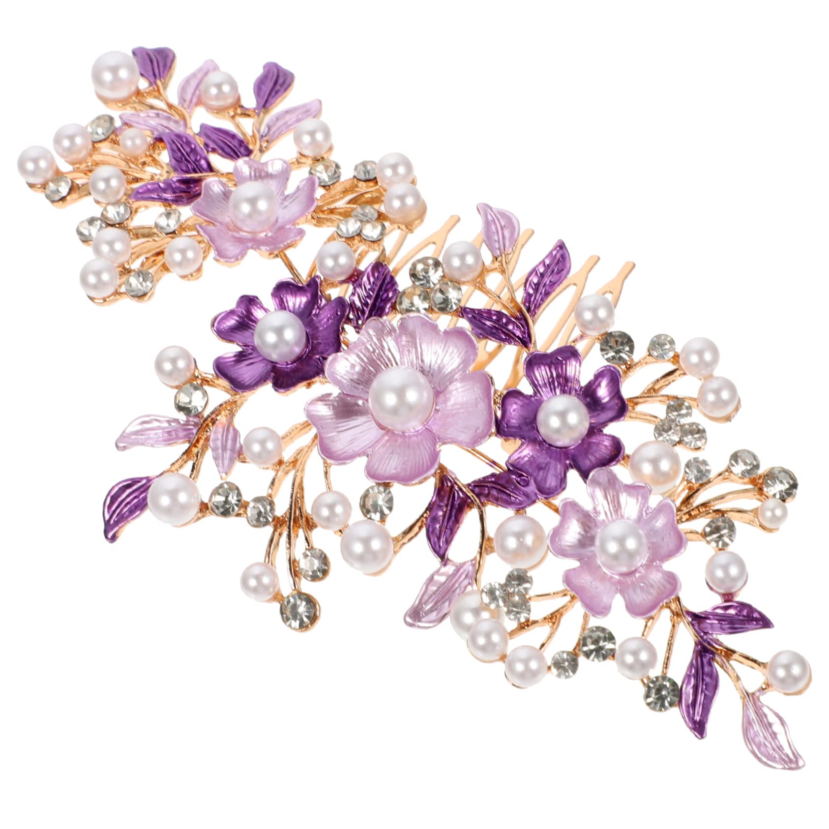 MAGICLULU Rose Hair Comb for Women - Purple Bridal Flower Comb with Rhinestones and Pearls Elegant Wedding Hair Accessories Perfect for Engagements and Special Occasions