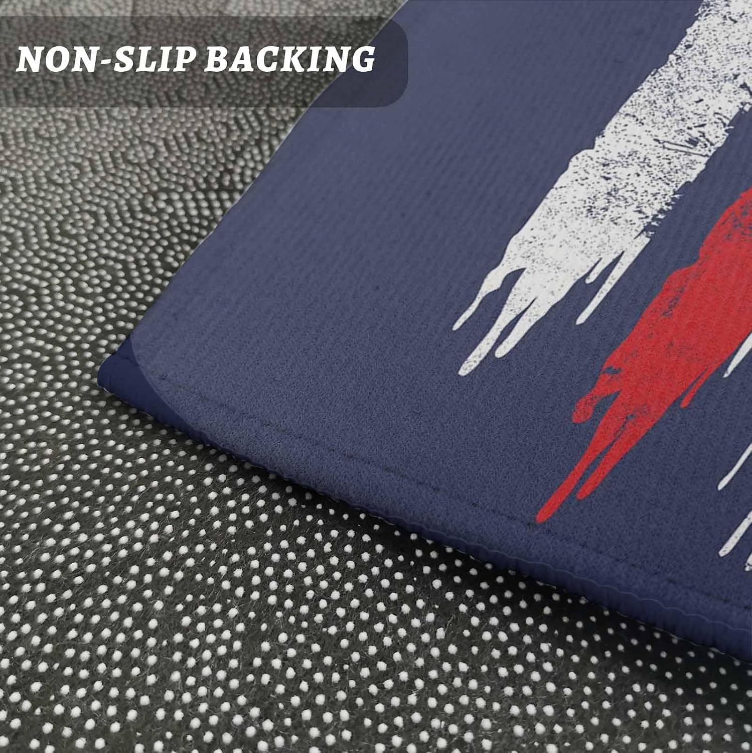 Kitchen Mats for Floor USA Flag Independence Day Washable Non Slip Kitchen Rugs 2PCS, Retro Stripes and Stars Absorbent Standing Mats for Sink Bathroom Office Living Room 15.7x23.6in+15.7x47.2in