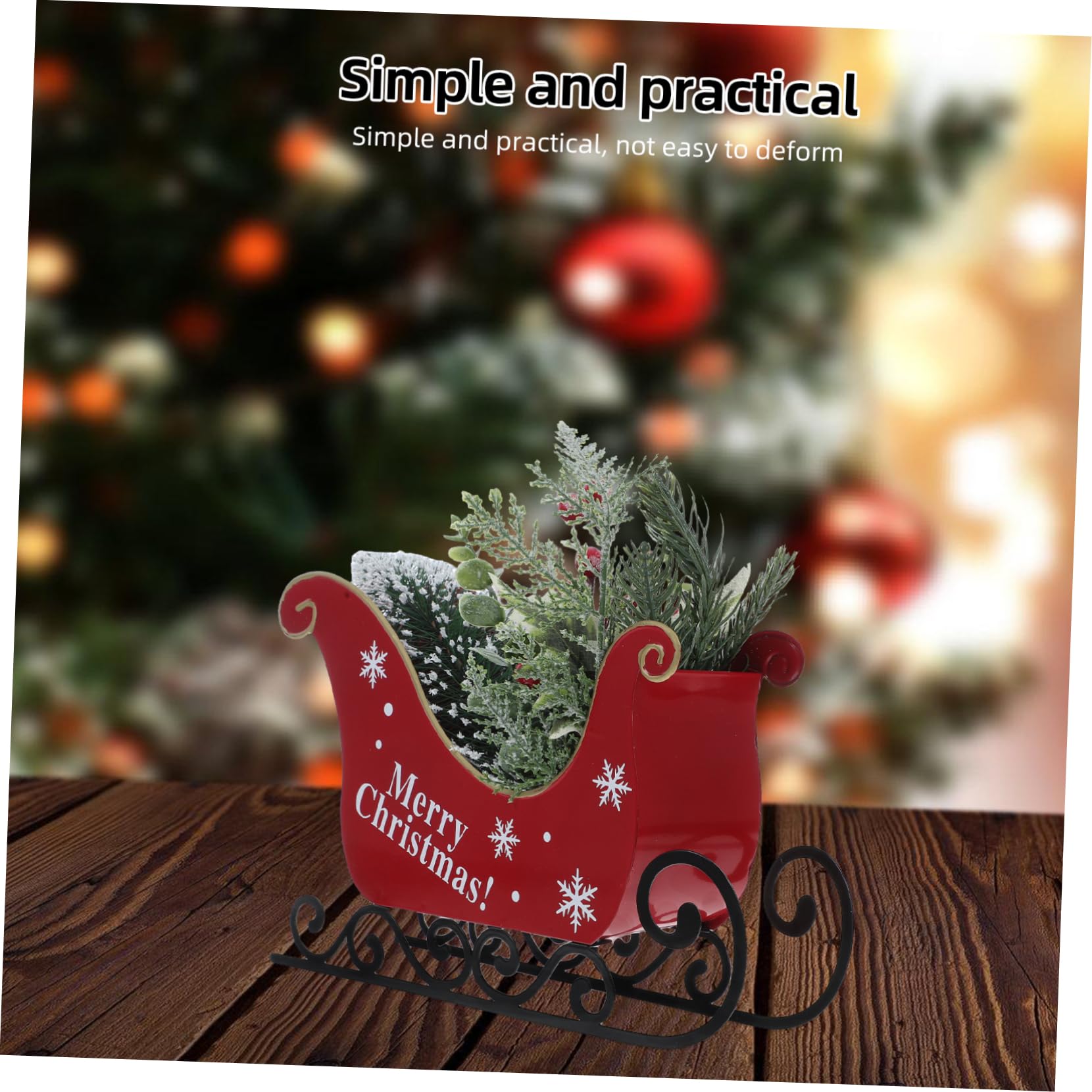 Vaguelly Adorno de Navidad de Forma de Decoración de Mesa Festiva para Hogar Figura de Hierro para Navidad Sin Luz