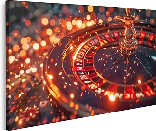 islandburner Prime Bild auf Leinwand Detailaufnahme eines Casino-Roulette-Tisches vor luxuriösem Wett-Hintergrund Casino-Themen Spielzimmer Casino oder Spielhalle Bilder Wandbilder Poster