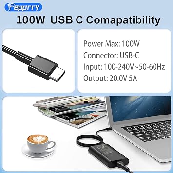 GAN 100W USB C Laptop Charger Compatible with Dell Latitude 5340 7640 7340 7440 5440 5540 9440 5289 5300, Precision 3540 3580 3480 3581 5480 5680, in-spiron 14 Plus 7430 7440 DA100PM220