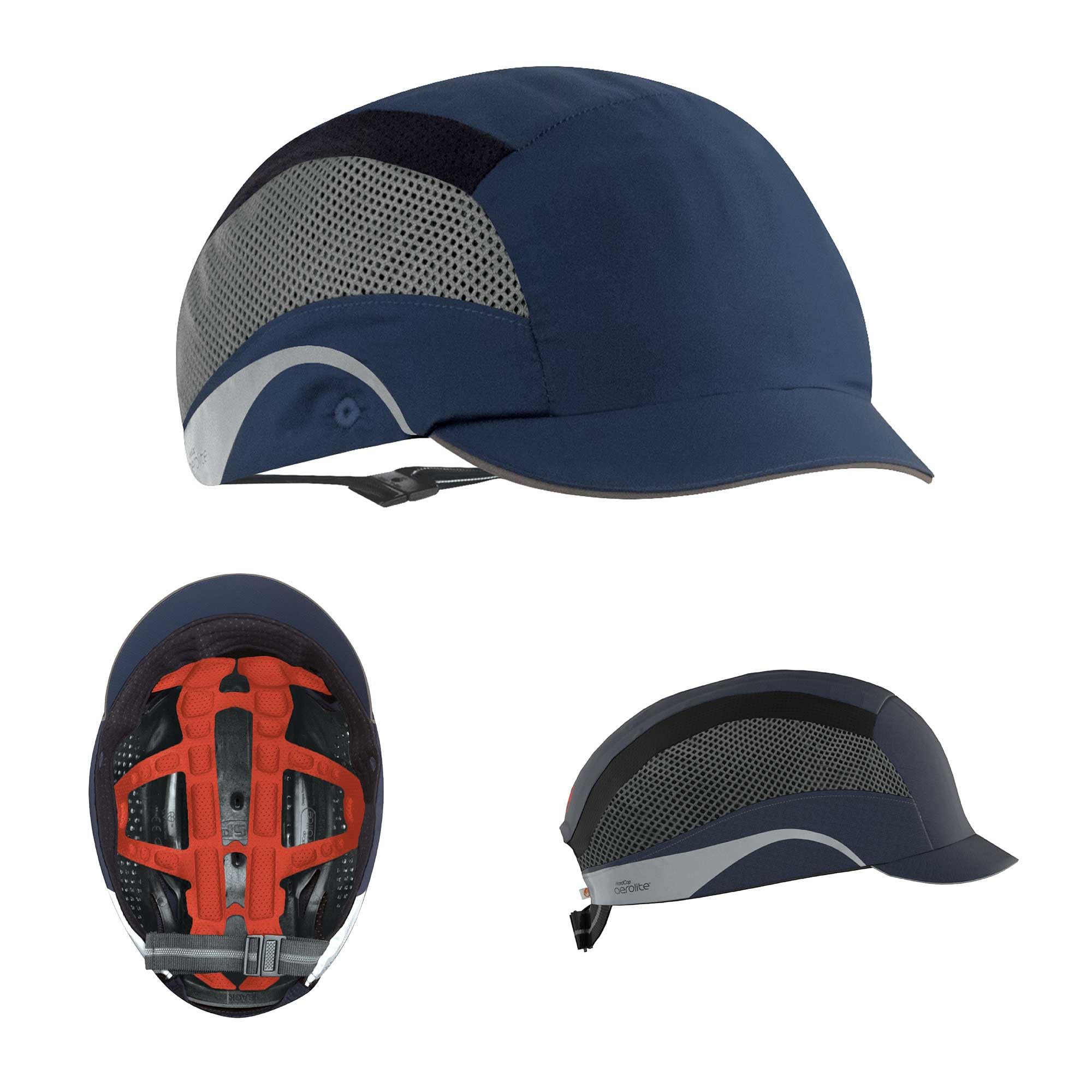 JSP HARDCAP Aerolite Casquette légère - Visière 2,5 cm - Bleu Marine - Ventilée - Anti-heurt & Coque sécurité en 812 - pour logistique, Maintenance, Industrie & Bricolage - en 812