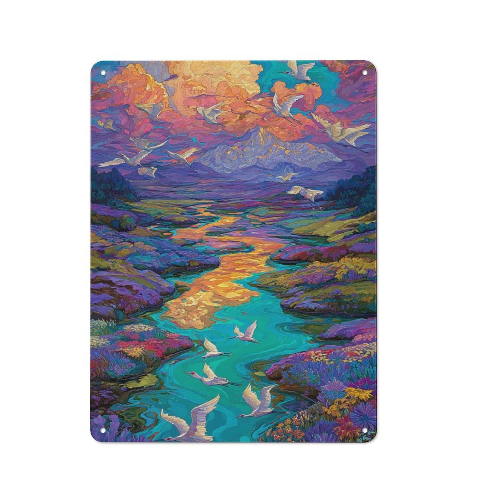 Junmoney Vivid River Flight Vintage-Inspired Tin Sign 40X30cm For Café Or Restaurant, For Cooler-Month Interiors With Vintage Character