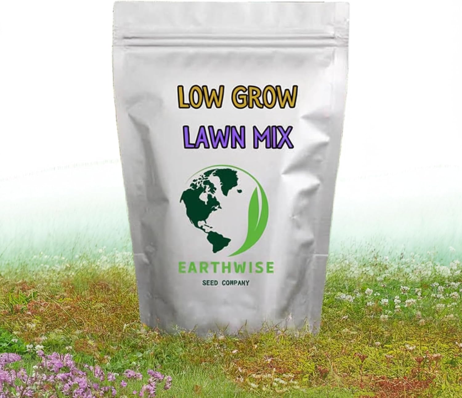 Earthwise Low Grow No Mow Grass Seed – Clover and Fine Fescue Alternative Lawn Mix, Organic, Low Maintenance, Drought Tolerant, Pet Safe – Covers 5,000 sq ft Overseed, 2,000 sq ft Bare, 5 lb