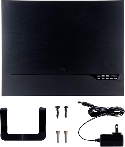 Miniatura 6 de GE Antena de TV HD amplificada, medidor de intensidad de señal LED, largo alcance, soporta canales 4K 1080P UHF VHF HDTV, amplificador de señal