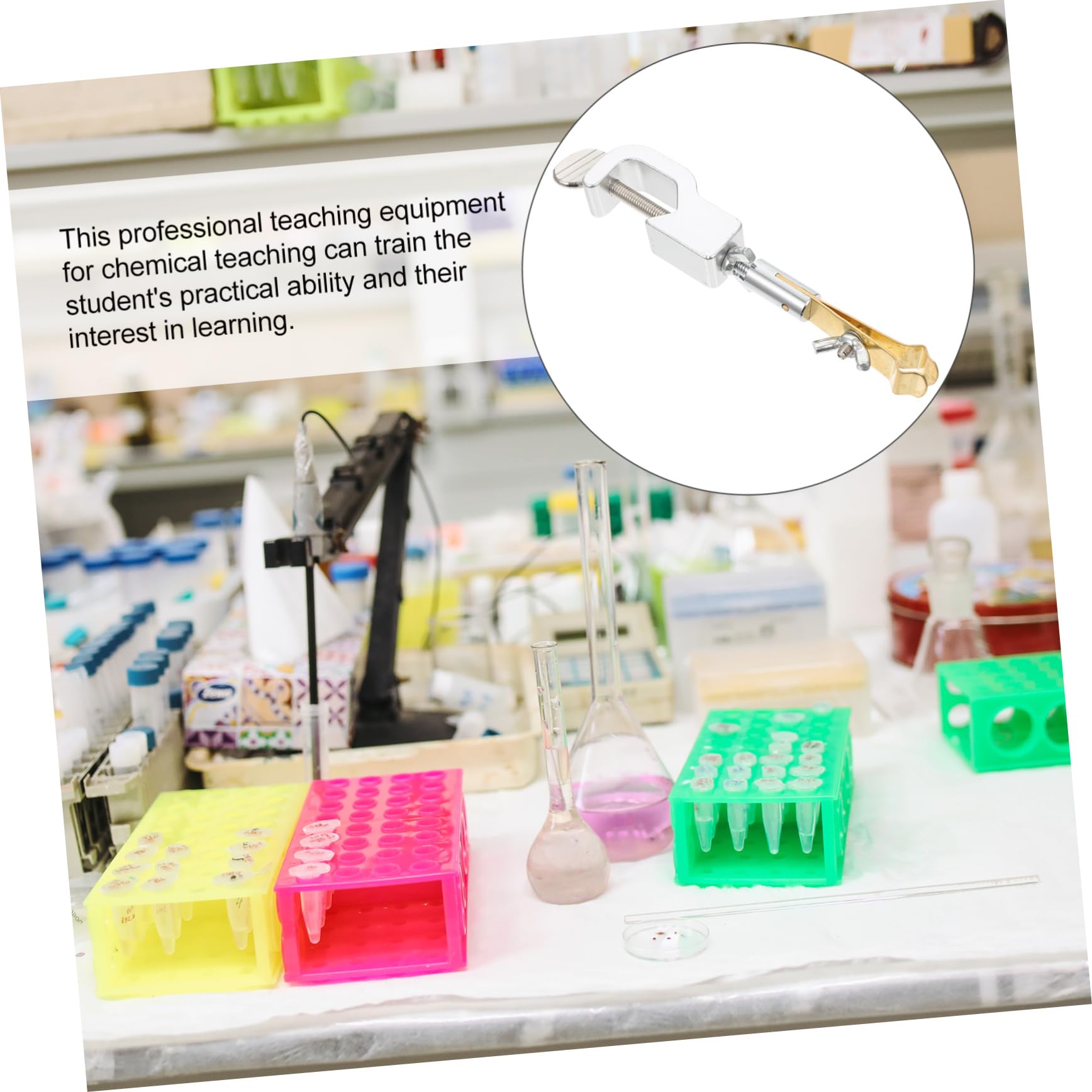 Unomor Science Lab Racks Compatible Thermometer Fixing Clamp Science Lab Equipment School Chemistry Instrument Student Experiment Device Random