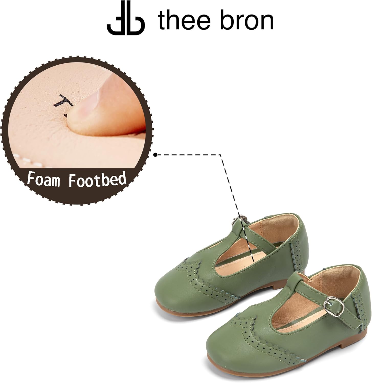 THEE BRON Girls T-Strap Shoes | Square Toe for Wide Feet | Party & Dress Toddler Kid - Image 6