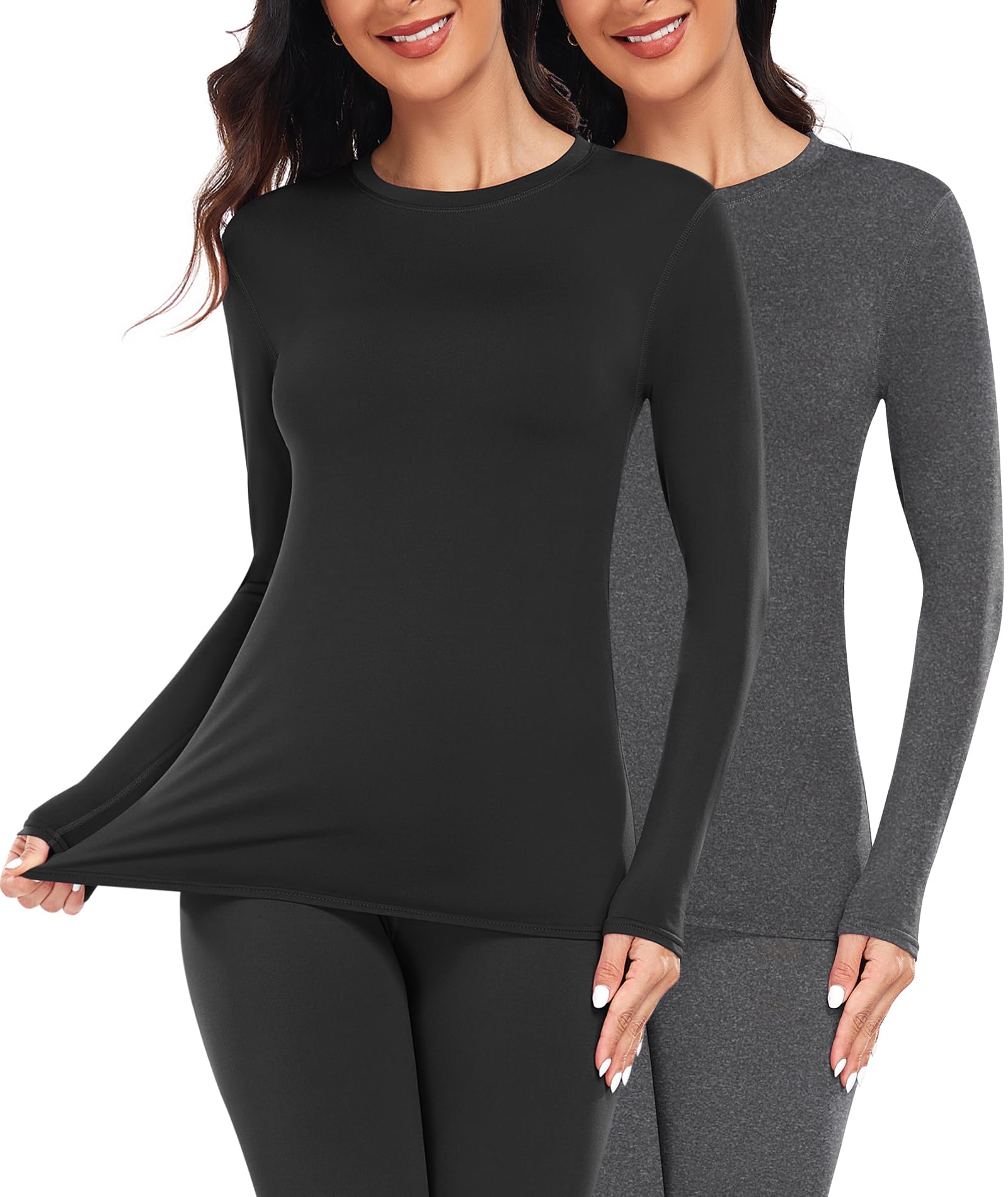 YADIFEN Thermounterwäsche Damen Thermo Oberteil Langarm Thermoshirt Damen | Thermo Oberteile Damen Warme Unterwäsche Shirt Winter Funktionsshirt Thermooberteile Thermal Unterhemd mit Innenfleece