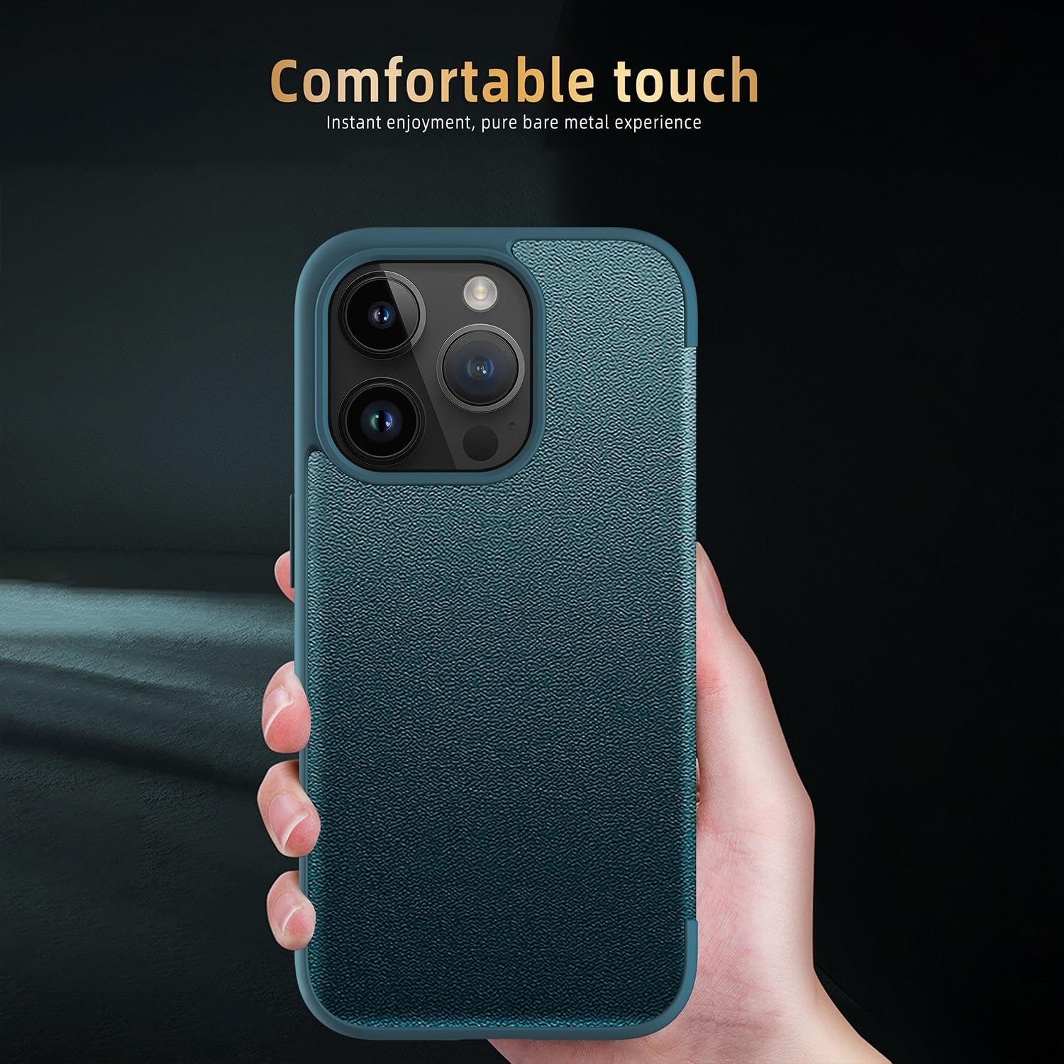 Smart Case Compatible with iPhone 15 Pro, Translucent View Window Ultra Slim Leather Protective Case for iPhone 15 Pro（Green）