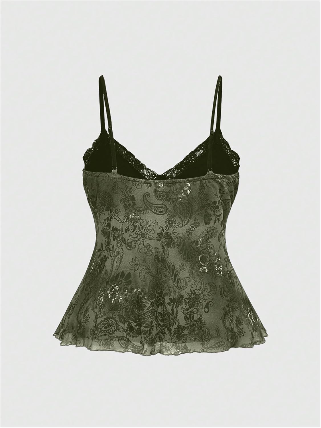 Verdusa Women's Plus Size Y2k Babydoll Tops Gothic Paisley Lace Camisole Top Rave Club Outfits - Image 3