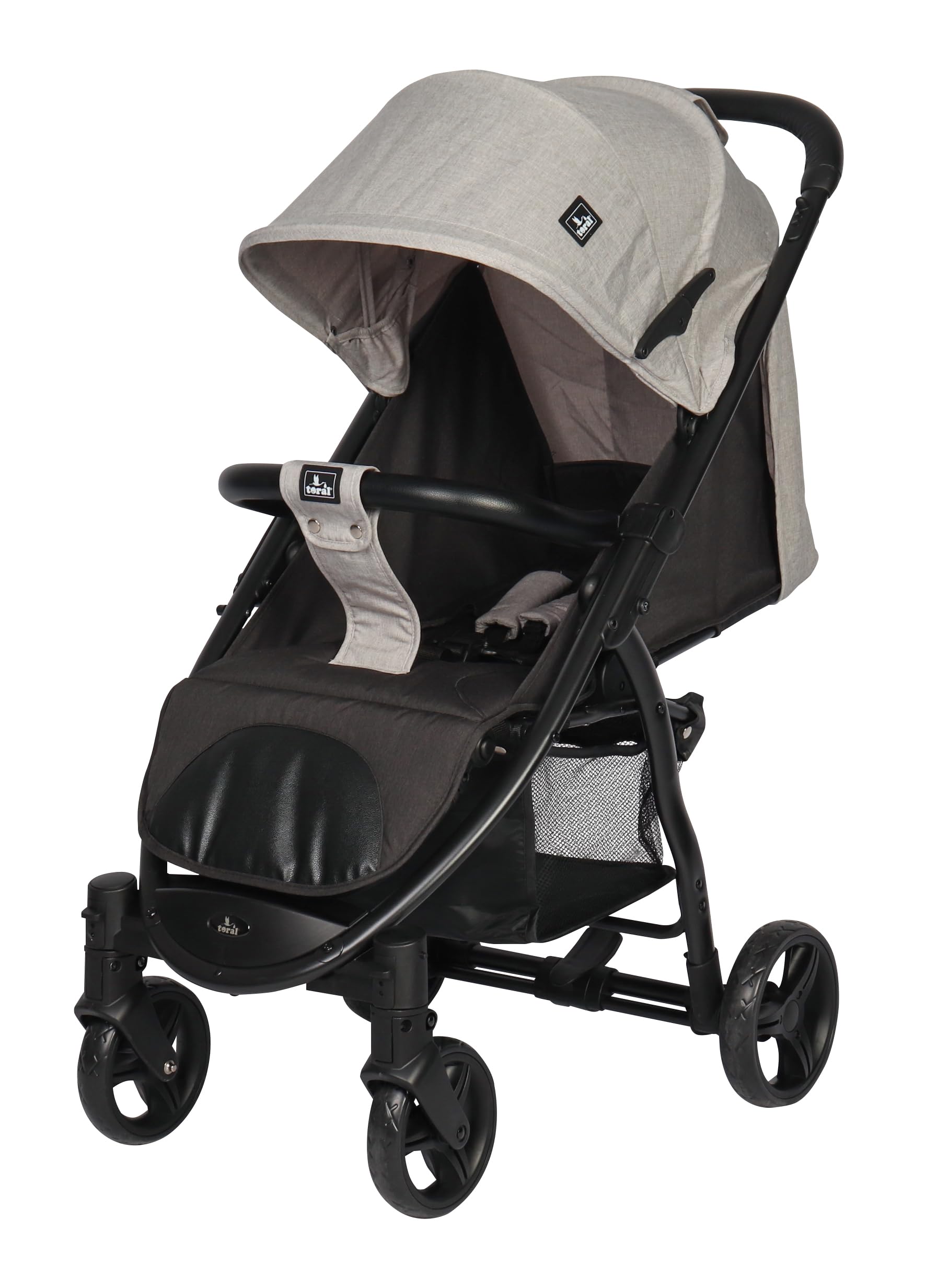 Toral Silla de Paseo Ligera Modelo Atenas hasta 22 kilos - Silla Paseo Ligera o Carrito bebe con Arnés, Respaldo Reclinable y con Capota Ajustable - Carro Bebe Color Gris