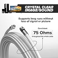 Vista 5 de Cable coaxial THE CIMPLE CO, 25 pies, RG6, Coax, cable de TV, flexible, para interior/exterior, cable para internet de alta velocidad, doble