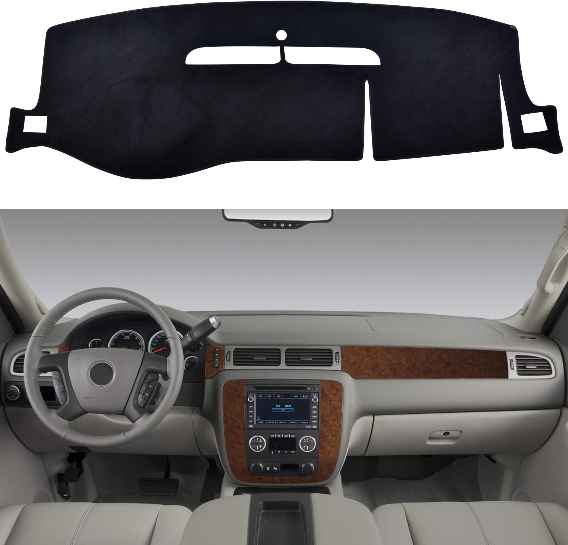 SPEEDWOW Dashboard Dash Board Cover Mat Carpet Compatible with 2007-2014 Chevy Silverado Suburban Tahoe Avalanche GMC Yukon Sierra