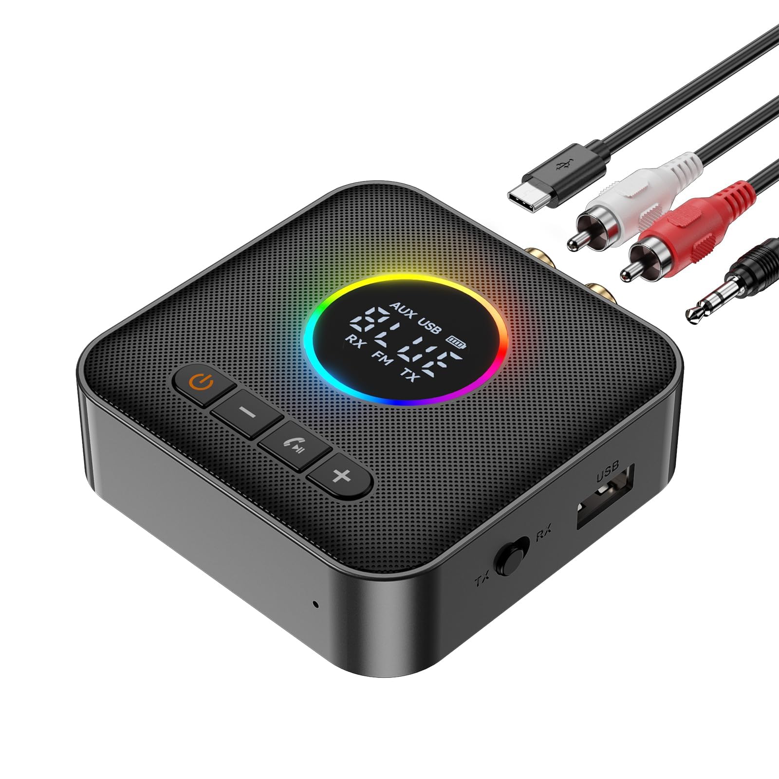 Sponsored Ad – M10 RGB Upgraded Bluetooth 5.4 Audio Receiver Transmitter for TV, Home Stereo/Speakers, Bluetooth Audio Adapter with Display, USB, RCA, 3.5mm AUX, FM Radio Input/Output
