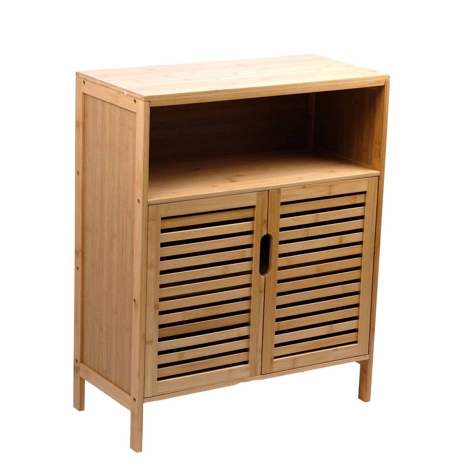 Armadietto da bagno in bambù, con 3 ripiani, 81 x 65 x 31 cm, colore naturale