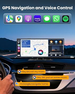 11.5 Largest Wireless Carplay Screen for Car, Portable A pple Carplay & Android Auto Touch Screen, 4K Dash Cam/App Control/1080p Backup Camera/Mirror Link/Voice Control/GPS/Bluetooth,for All Vehicles
