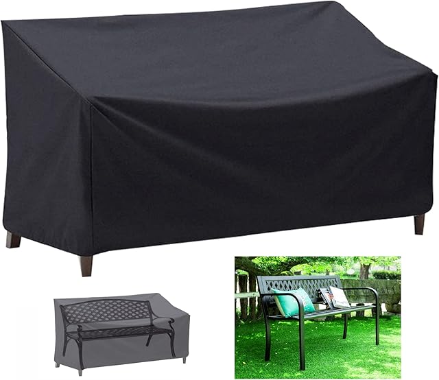 LCGOD Garden Bench Covers 2 Seater , Bench Covers Waterproof , Windproof, Anti-UV,Rip Proof Heavy Duty 600D Oxford Fabric Love Seat Covrs (147x83x78/55)