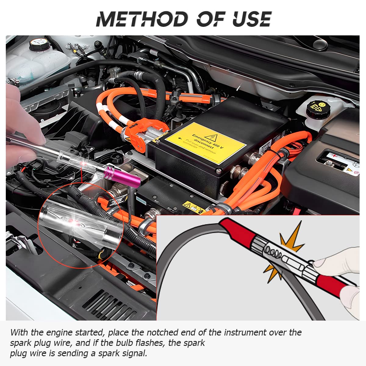 CGEAMDY Penna Di Prova Di Accensione, Tester Di Accensione per Motore, Auto Rilevatore Prova Del Bobina Accensione, Tester per Bobine Con Cavo Ad Alta Tensione Spark, Per Auto Automotive Tosaerba