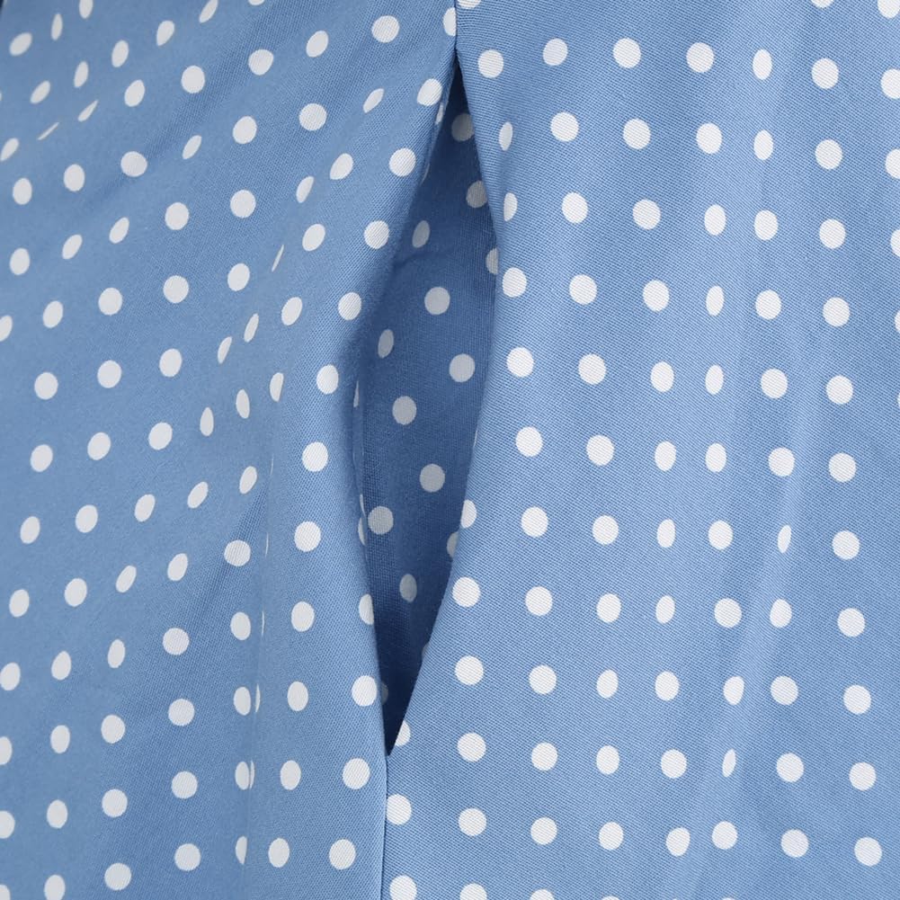 50s Costumes for Women Polka Dot Dress Pin up Rockabilly Dresses Pockets Vintage 50's Dresses 1960s 40s Housewife Dress Bowknot Halter Fit Flare A-line Prom Party Homecoming Dress Light Blue-Ruched XL - Image 6