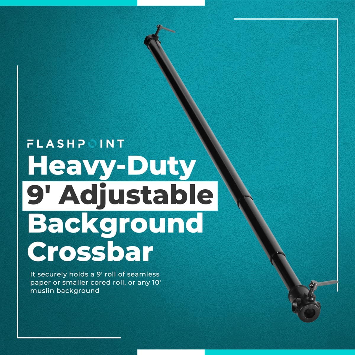 Flashpoint Heavy-Duty 9' Adjustable Background Crossbar (Black)