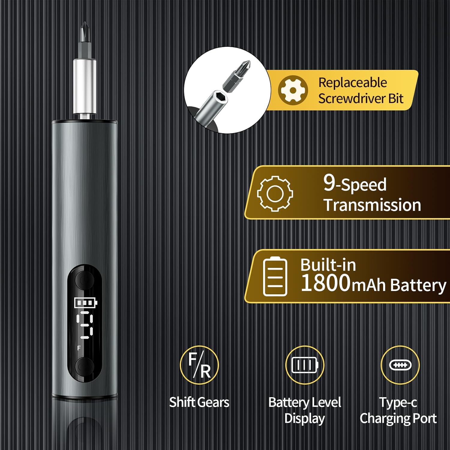 Multi-Functional Electric Screwdriver Set - Cordless Stick Drill w/Wireless Charging & Magnetic Bits, Perfect for Electronics, Home Appliances, Computers, Phones, Watches Repair & DIY (grey)