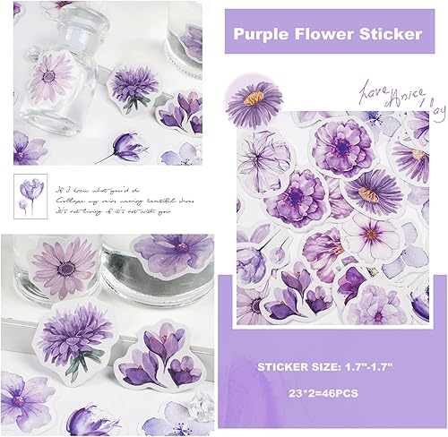 Miniatura 4 de Doraking - Mini álbumes de recortes para laptop, calcomanías decorativas de flores en caja para álbumes de recortes, maleta, planificador de diario